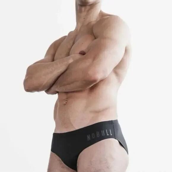 NoBull Men's Black Stretch Lined Swim Briefs Size Small - Picture 1 of 5